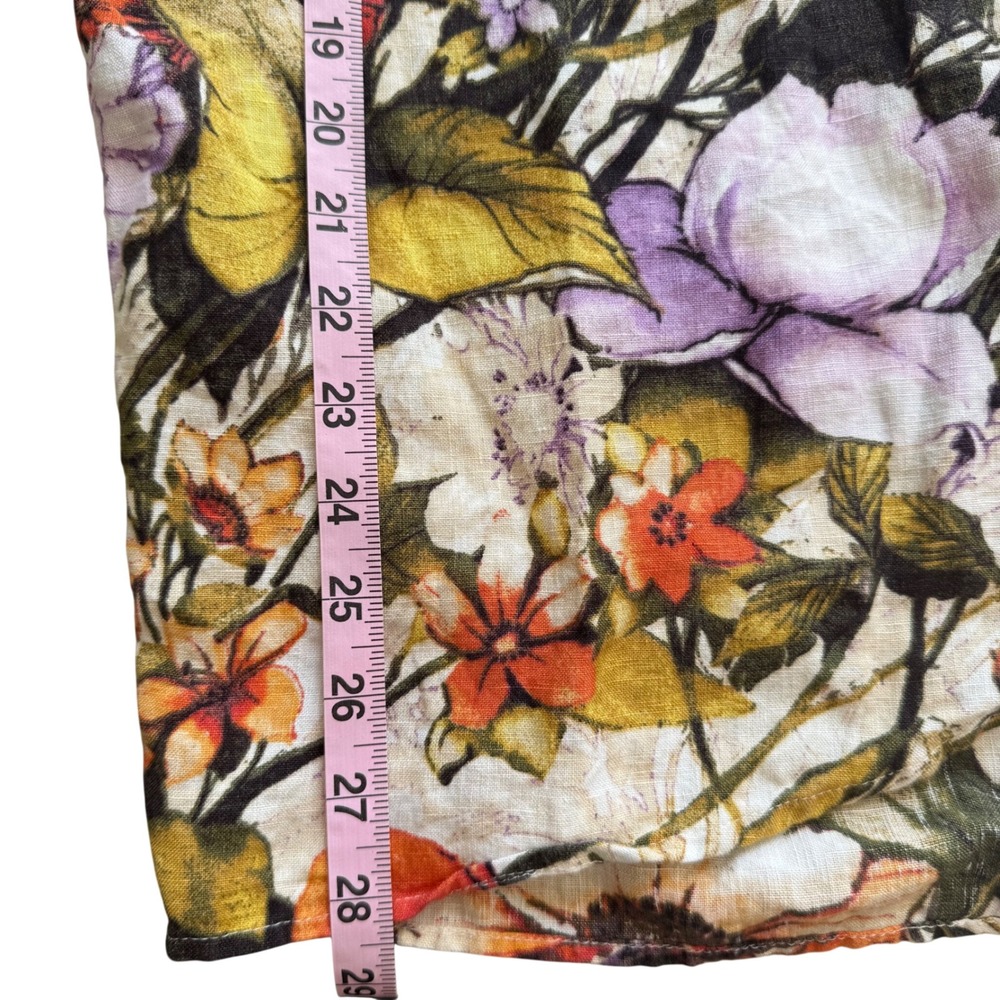 Chicos Floral Linen faux Wrap Midi Skirt Sz 1 luxury chic Garden Party Botanical - Picture 4 of 10